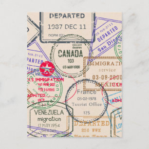 Carte Postale Passport Stamps Travel