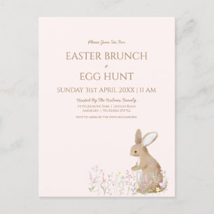 Carte Postale Pastel Aquarelle Chasse aux oeufs de Pâques Brunch