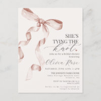 Pastel Beige Coquette Bow Fête des mariées Invitat