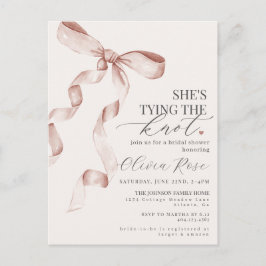 Carte Postale Pastel Beige Coquette Bow Fête des mariées Invitat