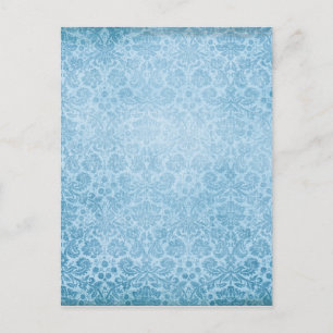 Carte Postale Pastel Bleu Damas Motif défraîchi