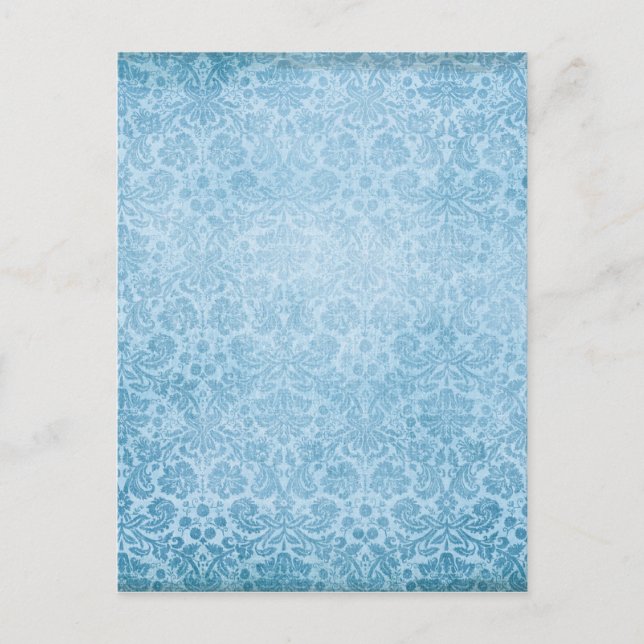 Carte Postale Pastel Bleu Damas Motif défraîchi (Devant)