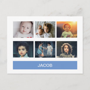 Carte Postale Pastel Bleu Photo Personnalisée – Personnalisée