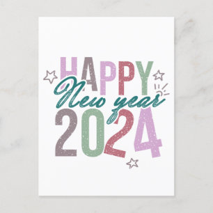 Carte Postale Pastel Bonne Année 2024