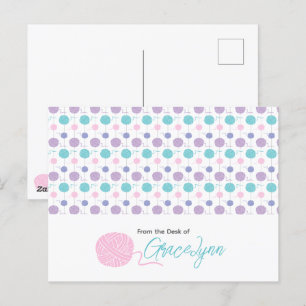 Carte Postale Pastel Colors Yarn Ball String Motif