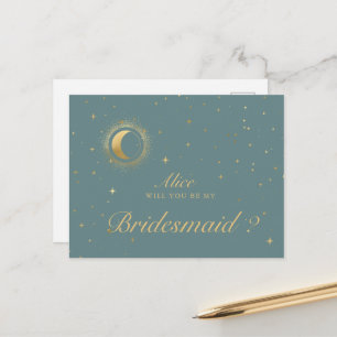 Carte Postale Pastel Crescent Céleste Moon Bridesmaid