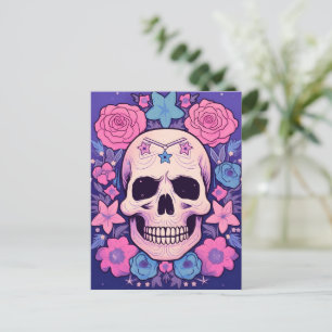Carte Postale Pastel Floral Skull Art