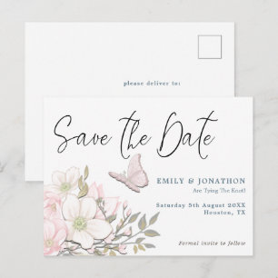 Carte Postale Pastel Magnolias Mariage Papillon Enregistrer La D