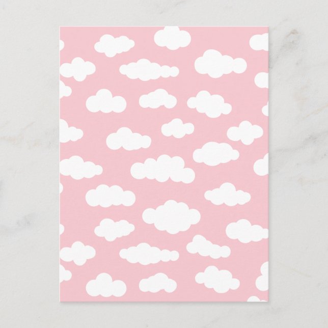 Carte Postale Pastel Nuages Asthétique Blanc Et Rose Art (Devant)
