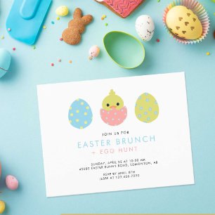 Carte Postale Pastel Pâques Brunch Chasse aux Oeufs Cute Invitat