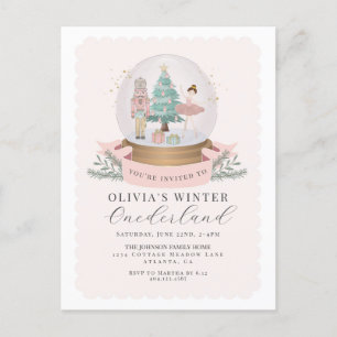 Carte Postale Pastel Pink Nutcracker premier anniversaire invita