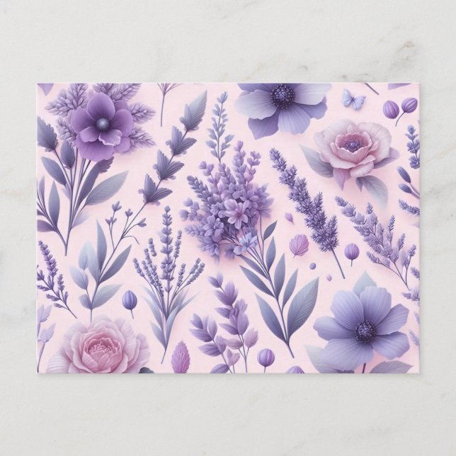Carte Postale Pastel Purple Fleur de lavande esthétique (Devant)