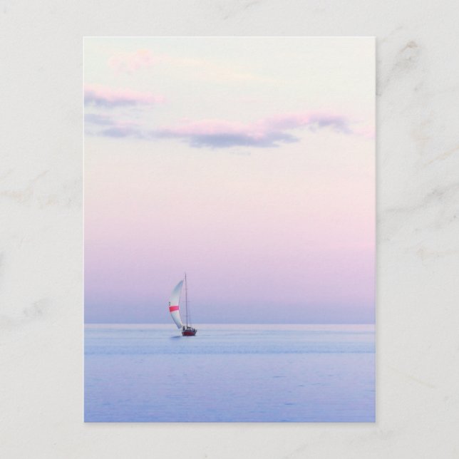 Carte Postale Pastel seascape with a sailboat (Devant)