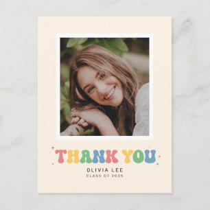 Carte Postale Pastels Super Retro Graduation Merci Postcard