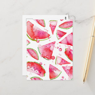 Carte Postale Pastèque à l'aquarelle 1