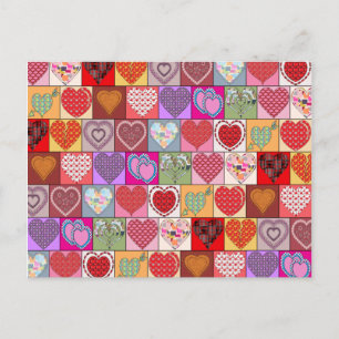 CARTE POSTALE PATCHES DE COEUR