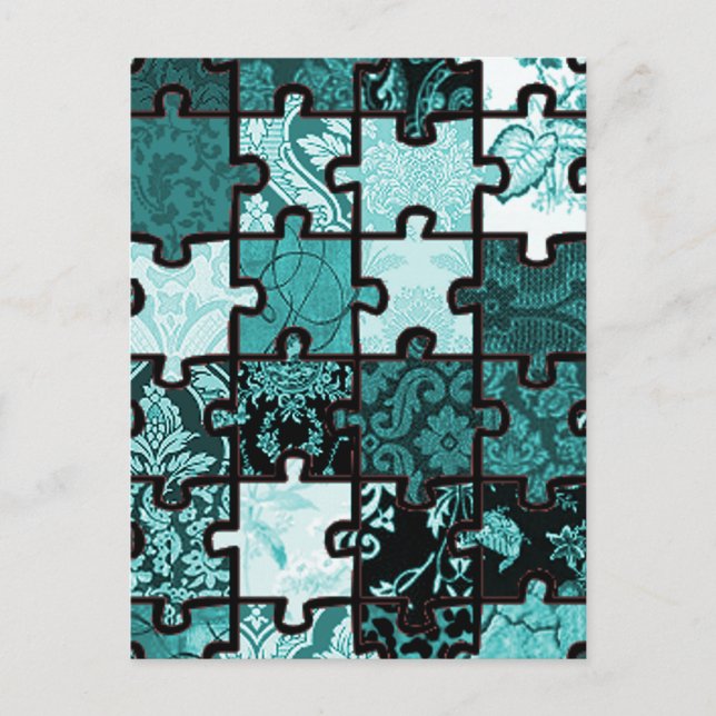 Carte Postale Patchwork de puzzle (Devant)