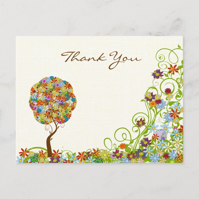 Carte Postale Patchwork Flower Love Tree Merci PostCard (Devant)