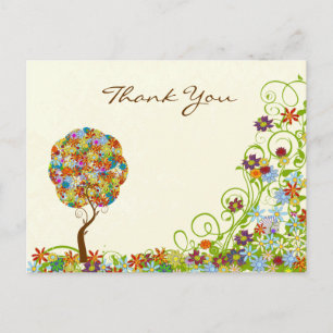 Carte Postale Patchwork forestier enchanté Merci floral
