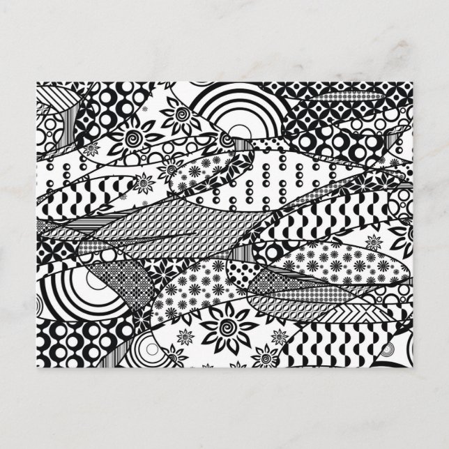 Carte Postale Patchwork Motif noir et blanc 06 (Devant)