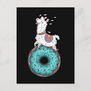 Carte Postale Pâte à crêpe drôle Lama Alpaga Beignet