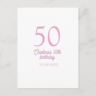 Carte Postale PÂTE À PASTEL ROSE 50 anniversaire anniversaire aj