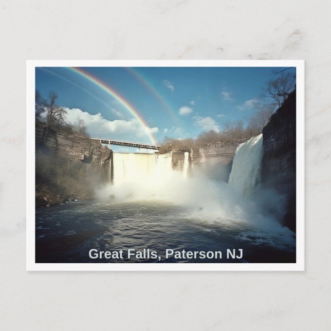 Carte Postale Paterson NJ, Great Falls, Réinventé, Arc-en-ciel (Devant)
