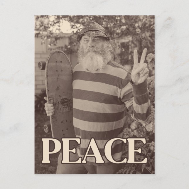 Carte Postale Patinage hippie pour la paix (Devant)