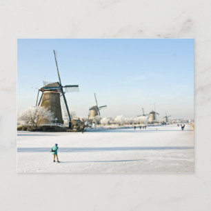 Carte Postale Patinage sur glace à Kinderdijk Holland