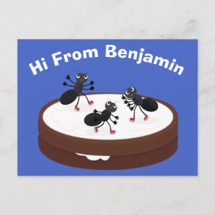 Carte Postale Patinage sur glace de fourmis joyeuses sur dessin 