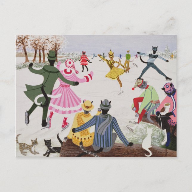 Carte Postale Patinage sur glace fine (Devant)