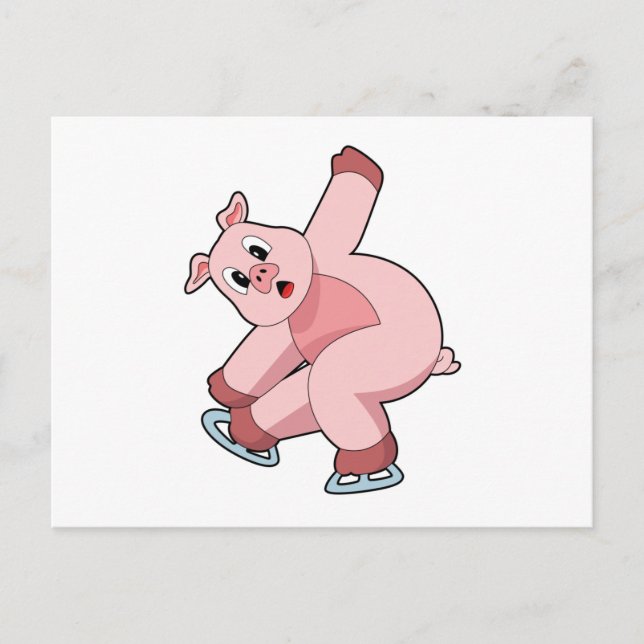 Carte Postale Patinage sur glace Patins à glace Porc (Devant)