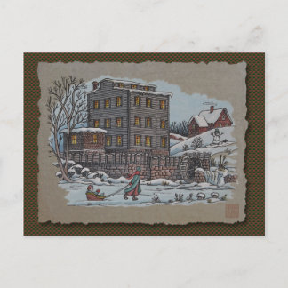 Carte Postale Patinage Sur Glace Sur L'Étang De Gristmill