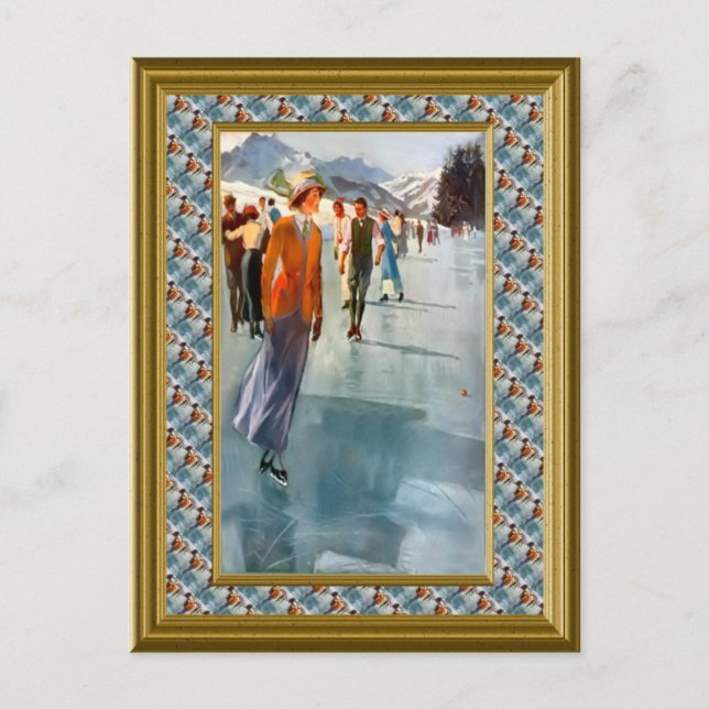 Carte Postale Patinage sur le lac (Devant)