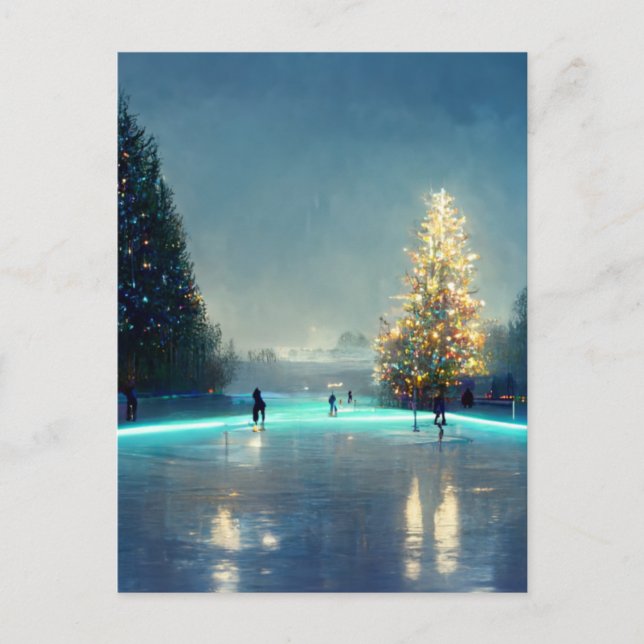 Carte Postale Patinoire extérieure dans le pays (Devant)