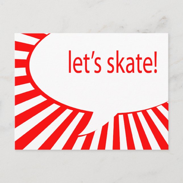 Carte Postale patinons ! bulle de discours de dessins animés (Devant)