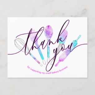 Carte Postale Pâtisserie chef boulangerie ustensiles holographiq