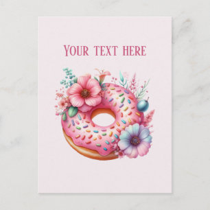Carte Postale Pâtisserie mignonne donut ajouter un message ou le