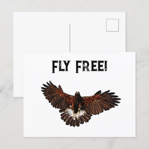 Carte Postale Patriotic Bald Eagle USA Flying Free Nature Art
