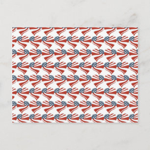 Carte Postale Patriotic Stars Stripes Freedom Flag Hearts 4th of