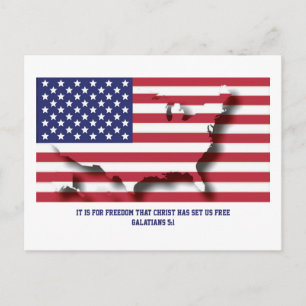 Carte Postale Patriotique 4 JUILLET chrétien
