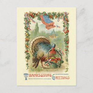 Carte postale patriotique antique vintage de