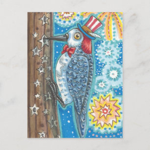 CARTE POSTALE PATRIOTIQUE EN BOIS REFAIT, FIREWORD