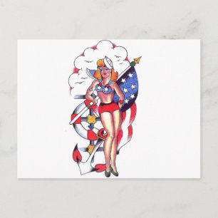 Carte Postale Patriotique Sailor Girl Tattoo Art
