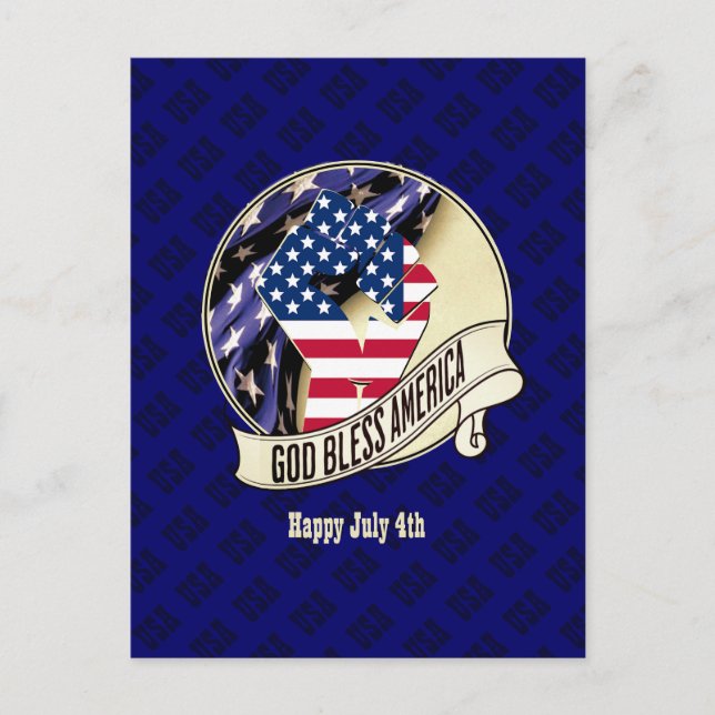 Carte Postale Patriotique USA Dieu bénisse l'Amérique (Devant)