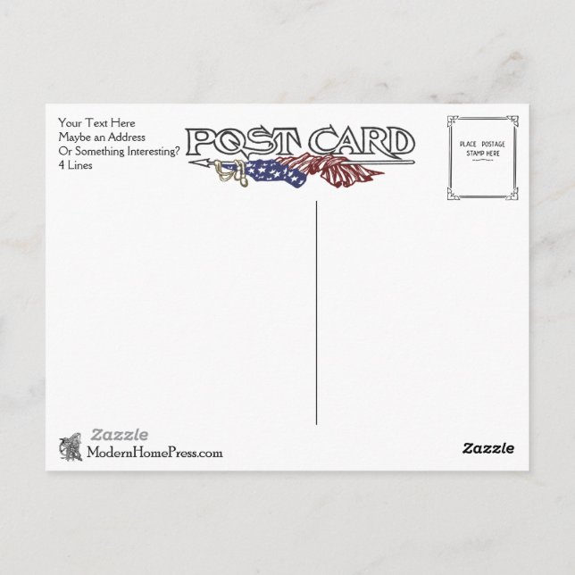 Carte Postale Patriotique vintage - Personnalisabl (Dos)
