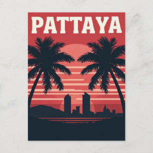 Carte Postale Pattaya Thaïlande Coucher de Soleil Palmiers
