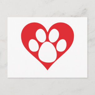 Carte Postale Patte de chien coeur