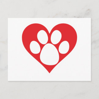 Carte Postale Patte de chien coeur