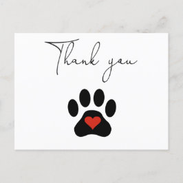 Carte Postale Patte de chien Merci personnalisé 